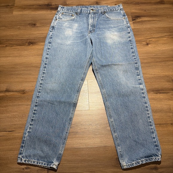 Carhartt Other - Carhartt B17-DST Work Jeans Men's 36x30 Relaxed Fit Med Wash Blue Cotton Denim